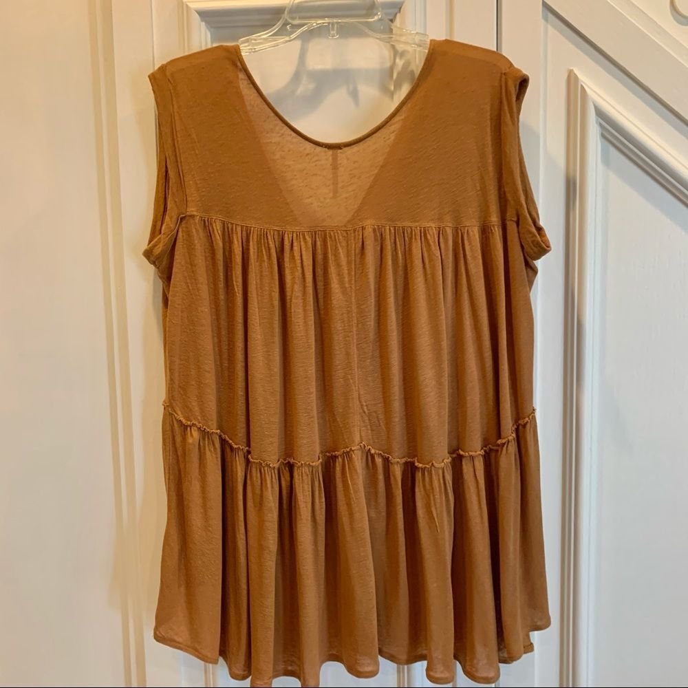 Free People Rust Colored Boho‎ Ruffled Top XS - Picture 9 of 12